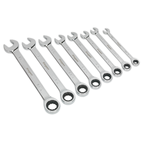 Combination Ratchet Spanner Set 8pc Imperial - S0984 - Farming Parts