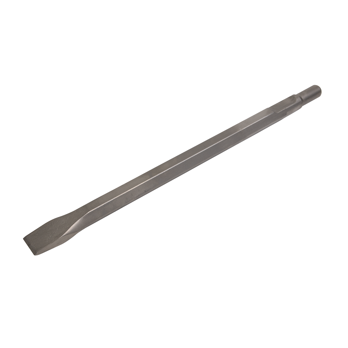 A Sealey Chisel 25 x 375mm - Bosch 11208 - S1CH with a flat, sharpened blade on one end and a pointed tip on the other.