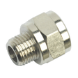The Sealey Adaptor 1/4"BSP Male to 3/8"BSP Female (SA1/1438F) is a metallic hexagonal connector featuring a threaded male end, designed for use in plumbing, air tools, and various industrial applications.