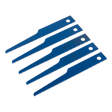 Five Sealey Air Saw Blades (14tpi Pack of 5 - SA34/B14) arranged in a fan pattern on a white background.