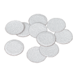 A cluster of Sealey's Sanding Disc Ø50mm 80Grit Pack of 10 - SA701D80G, round and textured white adhesive pads arranged in a slightly overlapping formation, resembling sanding discs.