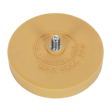 Image of a circular yellow Stripe Removing Pad for SA95 Ø88 x 16mm 5/16” UNF - SA95/PX by Sealey, featuring a central metal shaft labeled "MAX. 4000 RPM" and "STOP USE LINE." This versatile tool is ideal for removing adhesives, stickers, and even double-sided tape. Perfect for refinishing projects or removing pinstripes from your vehicle.