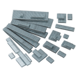 A collection of Sealey Staple 19mm 18SWG Pack of 5000 - SAAS1819 scattered on a white background.