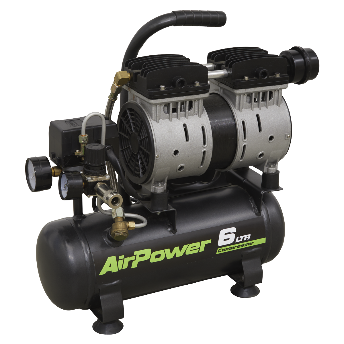 Low Noise Air Compressor 6L Direct Drive 0.7hp - SAC0607S - Farming Parts