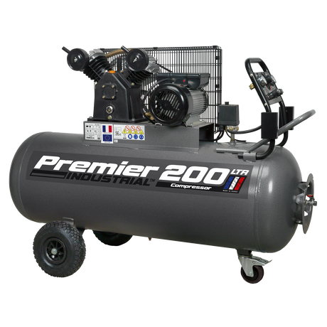 Air Compressor 200L Belt Drive 3hp with Front Control Panel - SAC3203B - Farming Parts