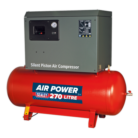 Air Compressor 270L Belt Drive 5.5hp 3ph 2-Stage with Cast Cylinders Low Noise - SAC42755BLN - Farming Parts