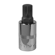 A metallic Spline Socket Bit M14 1/2"Sq Drive - SBS017 with a knurled grip, marked with the text "Sealey" at the base.