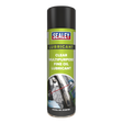 A can of Sealey Clear Fine Oil Lubricant Multipurpose 500ml - SCS019S with a black cap and green label, perfect as a general-purpose lubricant. This anti-corrosive model is ideal for various applications.