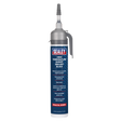 A 200ml tube labeled "Sealey High Temperature Gasket Sealant Black - SCS591," featuring product details and waterproof usage instructions.