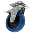 The Sealey Heavy-Duty Blue Elastic Rubber Swivel Castor Wheel with Total Lock Ø125mm - Trade (SCW3125SPLEM) features a solid metal mounting plate and is designed for enhanced load capacity.