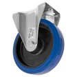 Heavy-Duty Blue Elastic Rubber Fixed Castor Wheel Ø200mm - Trade - SCW3200FPEM - Farming Parts