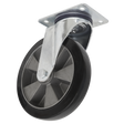 The Sealey Heavy-Duty Rubber Swivel Castor Wheel Ø152mm - Trade - SCW5152SPEM features a metallic mounting plate and a molded rubber wheel, engineered to support a load capacity of 330kg.