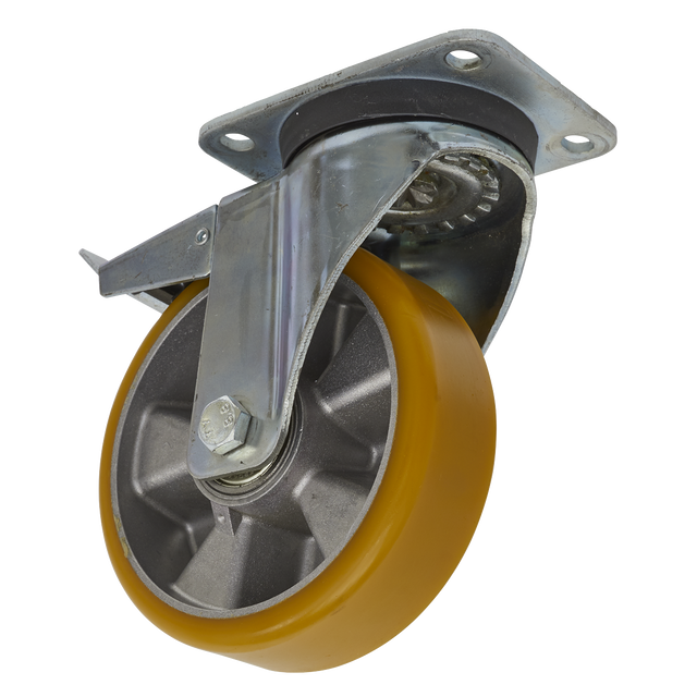 Castor Wheel Swivel Plate with Total Lock Ø160mm - SCW5160SPL - Farming Parts