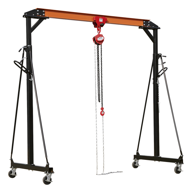 Portable Lifting Gantry Crane Adjustable 1 Tonne & Hoist Combo - SG1000KIT - Farming Parts