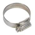 The Sealey Hose Clip Stainless Steel Ø25-38mm (Pack of 10 - SHCSS1A) features a screw mechanism for tightening and complies with DIN 3017 standards.
