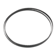 A black circular Sealey Bandsaw Blade 1400 x 6.5 x 0.35mm 10tpi - SM1303B10, featuring a textured surface and hardened steel teeth, set against a white background.