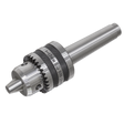 The image showcases the high-quality Sealey Tailstock Chuck 13mm & Arbor MT3 - SM27TSC, featuring a keyless design with engraved measurements and codes, perfect for securing drill bits in power drills and metalworking lathes.