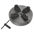 Introducing the Sealey Independent Chuck - SM42/ACC5, a metal four-jaw chuck complete with a T-handle wrench, perfect for your wood turning lathe.