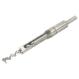 A close-up image of the Sealey Chisel & Drill Set 1/2" - SM94CDS12, featuring a twisted helical shape and cylindrical shank, ideal for use with a hollow chisel mortiser.