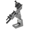 The Sealey Drill Bit Sharpener Grinding Attachment - SMS01 is a gray, adjustable metal clamp with a sturdy base and screws for tightening, perfect for securely holding HSS twist drill bits while you work on your bench grinder.