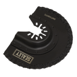 The Sealey Multi-Tool Blade Ceramic Ø94mm (model SMTA94TC) is a semi-circular, black carbide blade with tungsten carbide grit edges, making it ideal for cutting ceramic tiles. This efficient tool features a 94mm cutting length.