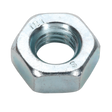 Close-up of a Sealey Steel Nut DIN 934 - M10 Zinc, with threading visible inside. The hexagonal silver nut features the number "131" and letter "S" engraved on its surface. Available in a pack of 100.
