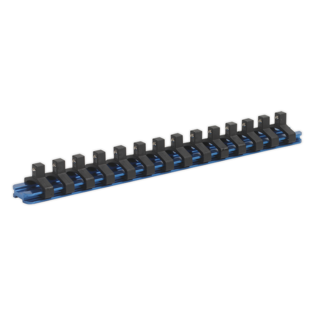 Socket Retaining Rail with 14 Clips Aluminium 1/4"Sq Drive - SR1414 - Farming Parts