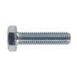 A close-up image of a Sealey HT Setscrew M10 x 40mm 8.8 Zinc (Pack of 25 - SS1040) featuring its shiny, silvery appearance and a rust-free, undamaged threaded shaft, characteristic of high tensile strength bolts.
