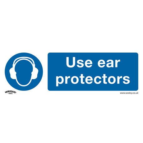 Mandatory Safety Sign - Use Ear Protectors - Rigid Plastic - Pack of 10 - SS10P10 - Farming Parts