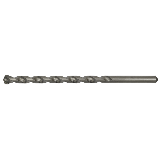 A close-up image of the Sealey Straight Shank Rotary Impact Drill Bit Ø12 x 200mm - SS12x200, featuring a straight shank and a spiral flute design, ideal for general-purpose drilling.