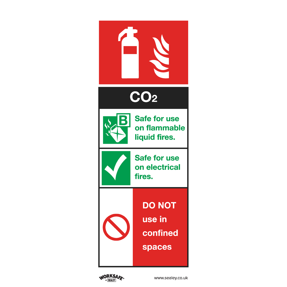 Safe Conditions Safety Sign - CO2 Fire Extinguisher - Self-Adhesive Vinyl - Pack of 10 - SS21V10 - Farming Parts