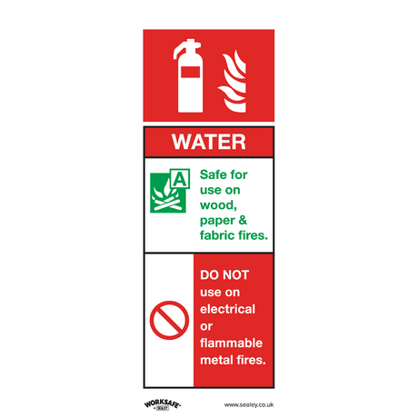 Safe Conditions Safety Sign - Water Fire Extinguisher - Self-Adhesive Vinyl - Pack of 10 - SS27V10 - Farming Parts