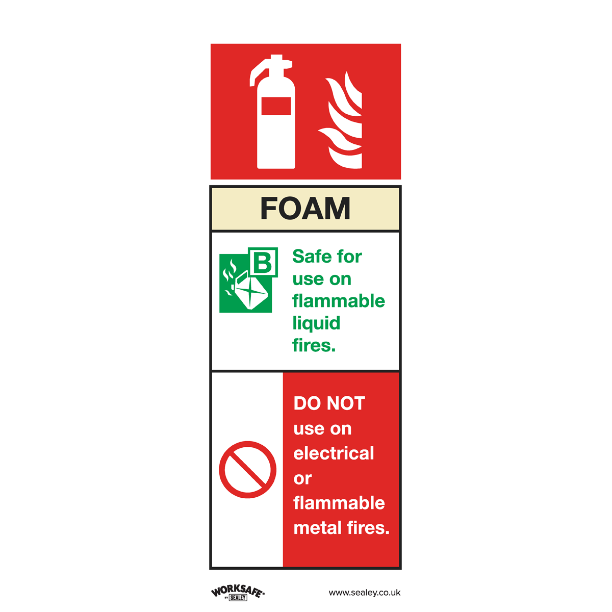 Safe Conditions Safety Sign - Foam Fire Extinguisher - Self-Adhesive Vinyl - Pack of 10 - SS30V10 - Farming Parts