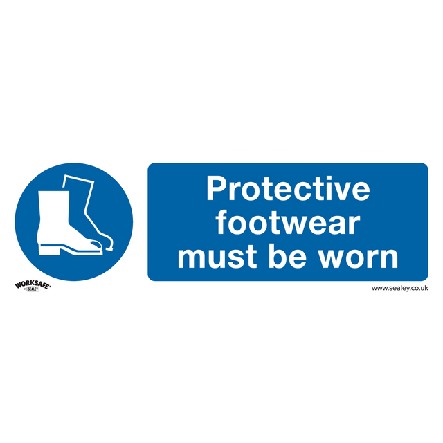 Mandatory Safety Sign - Protective Footwear Must Be Worn - Self-Adhesive Vinyl - SS7V1 - Farming Parts