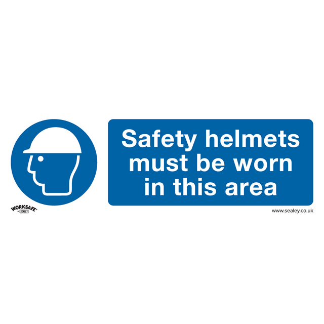Mandatory Safety Sign - Safety Helmets Must Be Worn In This Area - Rigid Plastic - Pack of 10 - SS8P10 - Farming Parts