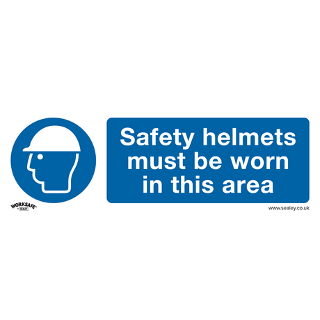 Mandatory Safety Sign - Safety Helmets Must Be Worn In This Area - Rigid Plastic - SS8P1 - Farming Parts