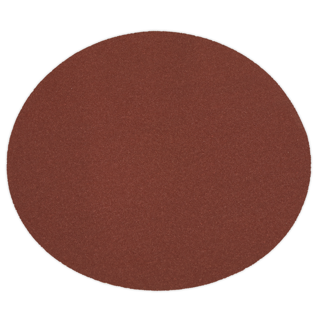 A circular Sealey Sanding Disc Ø305mm 80Grit Hook-and-Loop - SSD04, brown in color with a textured and uniformly colored surface, is placed against a white background.