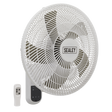 A white wall-mounted fan, branded "Sealey" on the front grille, featuring a remote control and a convenient timer function, identified as the Wall Fan 3-Speed 18" with Remote Control 230V - SWF18WR.