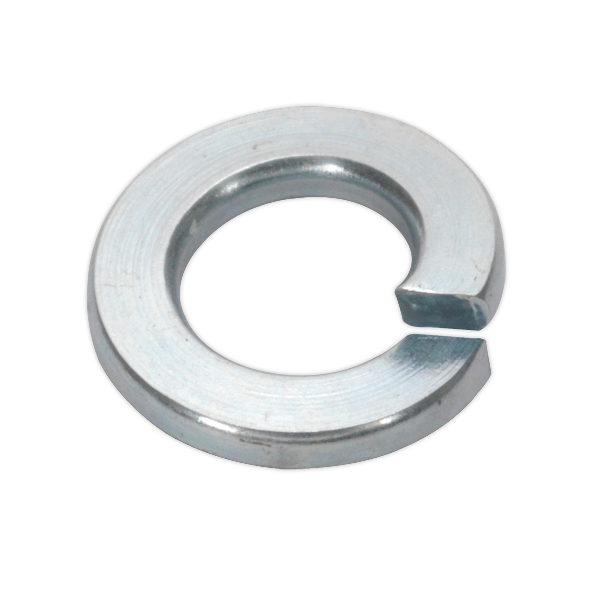 A close-up image of the Sealey Spring Washer DIN 127B M6 Zinc (Pack of 100 - SWM6), featuring a helical shape, commonly used in hardware applications to prevent loosening.