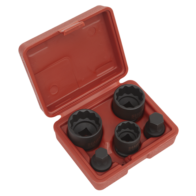 Impact Hub Socket & Socket Bit Set 5pc 12-Point 1/2"Sq Drive - SX053 - Farming Parts