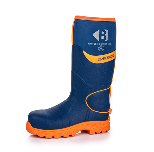 *STOCK CLEARANCE* - Buckler Hi-Viz Safety Wellies – Blue & Orange Waterproof Boots | BBZ8000BL/OR