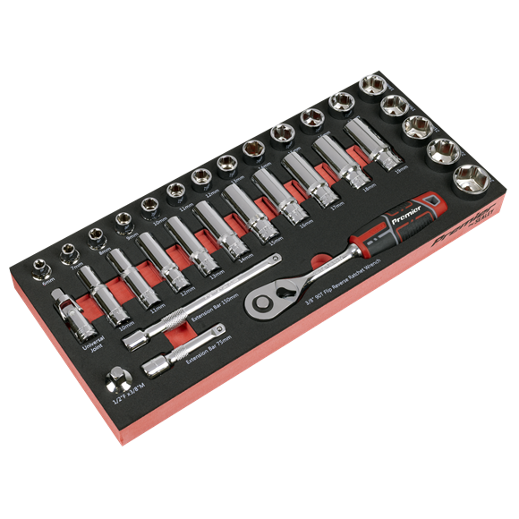 Premier Socket Set with Tool Tray 3/8"Sq Drive 32pc - SE-TBT41