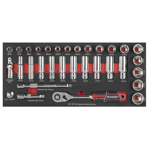 Premier Socket Set with Tool Tray 3/8"Sq Drive 32pc - SE-TBT41
