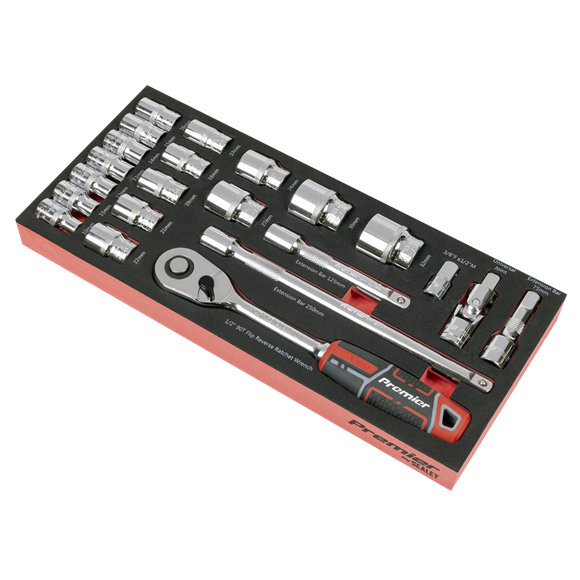 Premier Socket Set with Tool Tray 1/2"Sq Drive 22pc - SE-TBT42