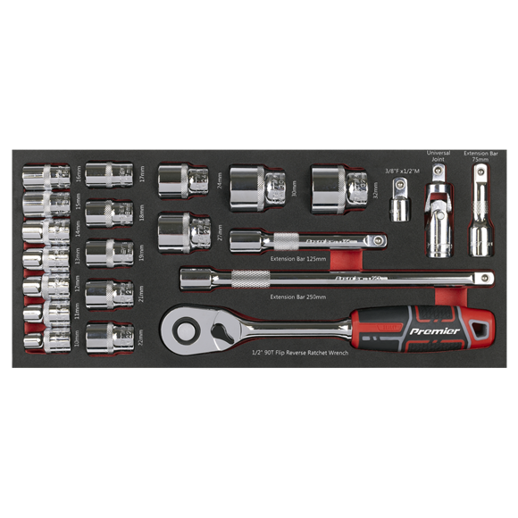 Premier Socket Set with Tool Tray 1/2"Sq Drive 22pc - SE-TBT42