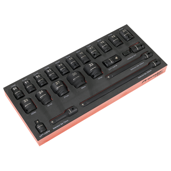 Premier Impact Socket Set with Tool Tray 1/2"Sq Drive 22pc - SE-TBT46