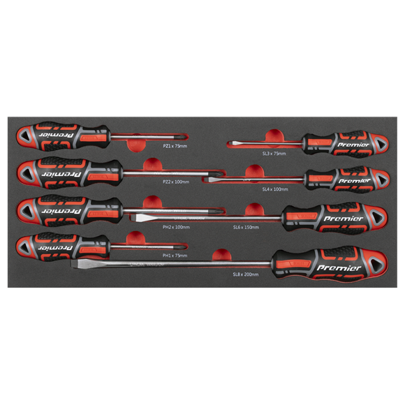 Sealey Premier Screwdriver Set with Tool Tray 8pc SE TBT53