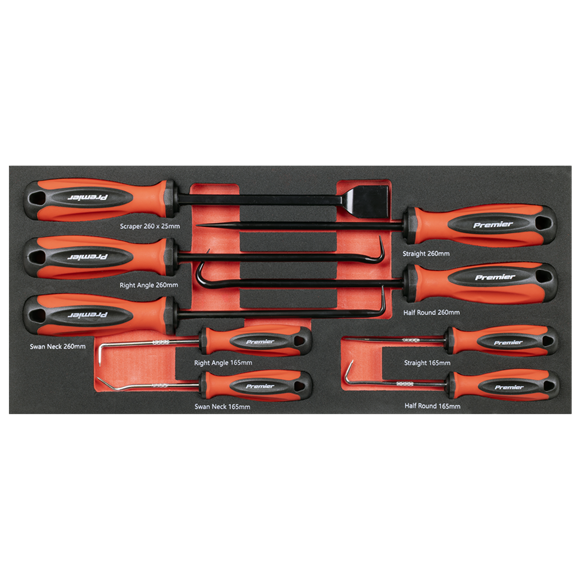 Sealey Premier Scraper & Hook Set with Tool Tray 9pc SE TBT65