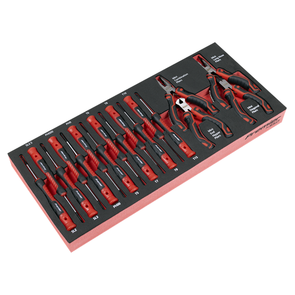 Premier Precision Screwdriver & Mini Pliers Set with Tool Tray 17pc - SE-TBT67