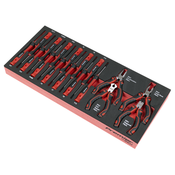Premier Precision Screwdriver & Mini Pliers Set with Tool Tray 17pc - SE-TBT67